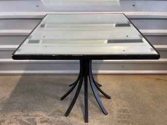 Beveled Mirror Table On Wrought Iron Base