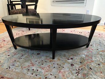 'Swaim' Stylish Oval Coffee Table With Bottom Shelf Attached To Angled Legs