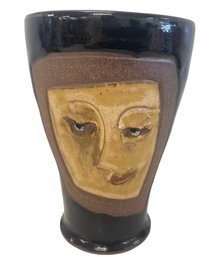 Studio Pottery With Abstract Face By Anita