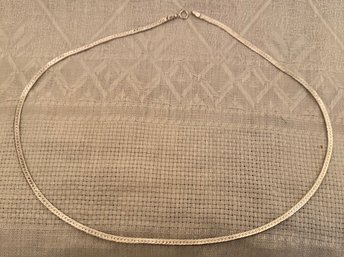Vintage Sterling Silver 925 18 Inch Long Italy 1/8 Thick - Two-Sided Herringbone & Marbled