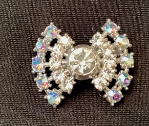 Stunning Vintage Clear And Iridescent Rhinestone Brooch Pin