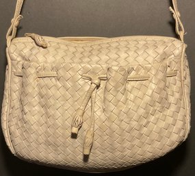 Bottega Veneta Leather Weave Taupe Handbag.