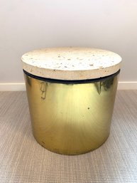 Stone Top Modern Brass Drum Table