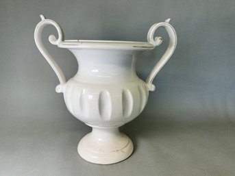 A Large White Ceramic Planter