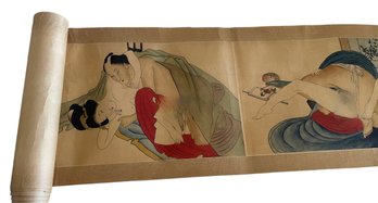 RARE Antique Japanese Shunga - Erotic Nine Foot Scroll