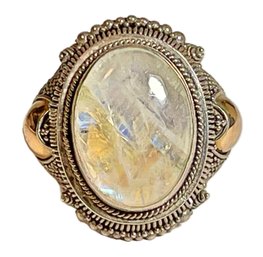 Large Moonstone Cabochon Laura Ring 14k Applied Mixed Metal Size 7