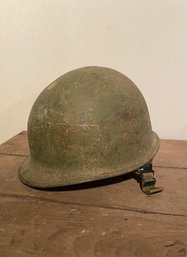 Early Green Steel Military War Helmet