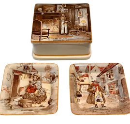 Covered Box And Two Square Dishes