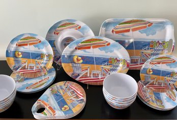 Melamine Beach Set, Service For Eight