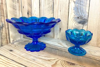 Stunning RARE  Fenton Blue Valencia Compote Pedestal Dish  And Other