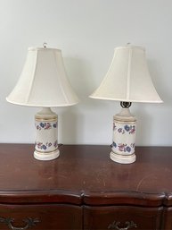 Vintage Hand Painted Pair Of Lamps