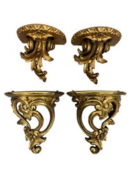 Two Pairs Of Golden Wall Brackets