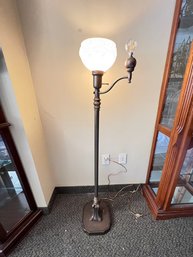 Metal Floor Lamp With Hand Painted Glass Shade