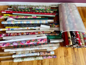 Huge Assortment Of Wrapping Paper With Storage Bin