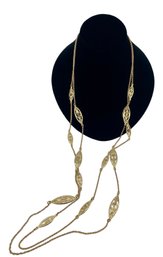 Gold Tone Long Two Strand Necklace