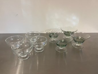 Two Sets Of Glass Serving Bowls