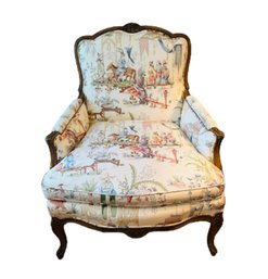French Bergere Armchair With Chinoiserie Upholstery #1