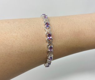 Sterling Silver And Amethyst Bracelet