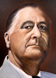 FRANKLIN DELANO ROOSEVELT OIL ON CANVAS: Melvin Spotts, Pennsylvania, Vintage Painting, President FDR Portrait