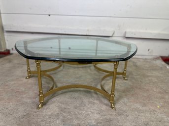 Beveled Glass Solid Brass Coffee Table