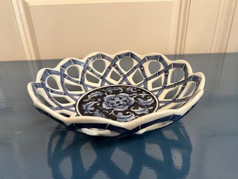 Ceramic Blue Bamboo Decorative Bowl
