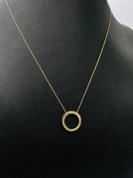 10k Yellow Gold Channel Set Diamond Circular Pendant Necklace