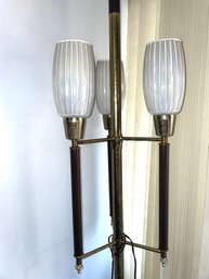 Vintage MCM Pole Lamp With Iridescent Fluted Glass 91' Adjustable With 7' Glass