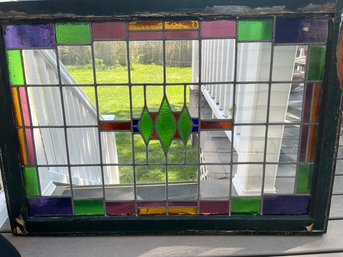 Vintage Leaded Stained Glass Window