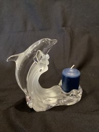 Gorgeous Lenox Glass Dolphin Candle Holder