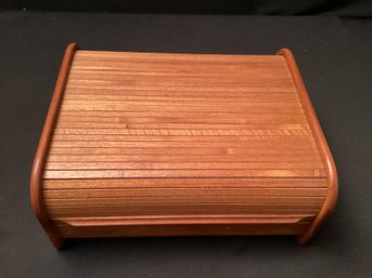 Teak Wood Storage Box With Tambour Door