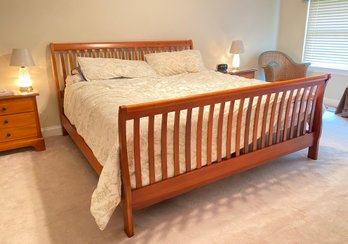 Solid Wood King Size Sleigh Style Bed Frame With Sleepy MS Mattress
