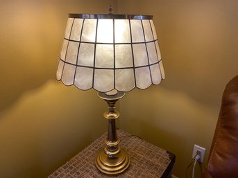 Brass Stick Lamp With Scalloped Shade