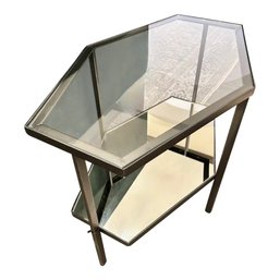 Global Views Tall Glass And Mirror Hexagon Side Tables (Pair)