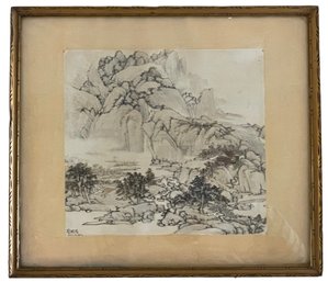 Antique Chinese Tao Mountain Drawing (T)