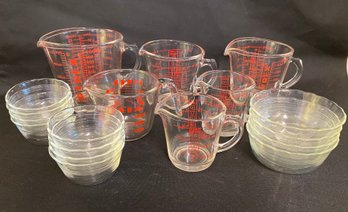 Large Lot Of Pyrex Measuring Cups And Bowls