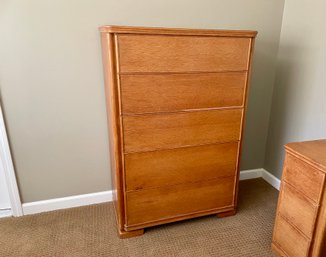 1940s Oak Highboy Dresser On Casters