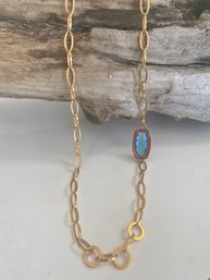 Rebecca Long Chain Necklace With Blue Topaz