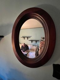 Wood Oval Mirror, Nicely Framed