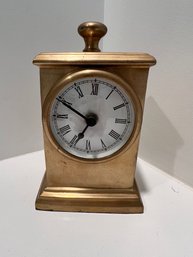 Quartz Carriage Clock, Heavy Brass, Round Face On Clock