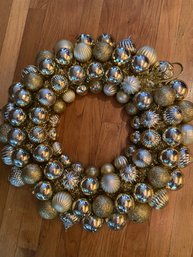 Large Gold Holiday Wreath-unique, Made With Ornaments