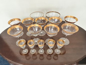 1930'S Vintage Tiffan Franciscan Style Gold Rimmed Crystal Glasses #2