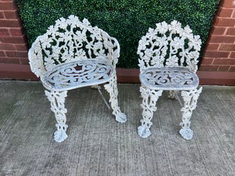 Pair Of Elegant Cast Iron Garden Seats