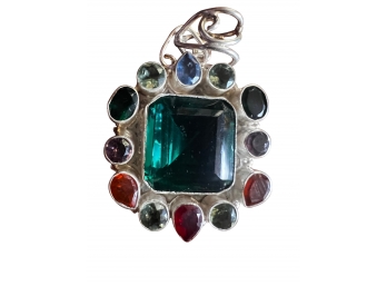 Silver And Green Stone Pendant