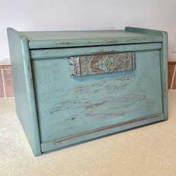 Country Wooden Bread Box Blue