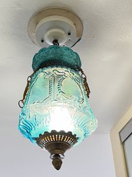 Extraordinary And Exceptional Ice Blue, Antique Ceiling Light Fixture, From Italy