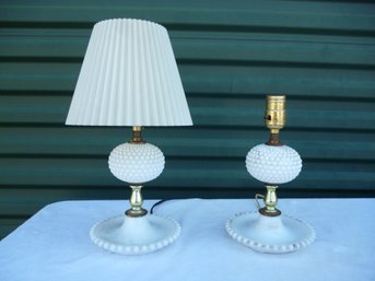 Vintage White Milk Glass Lamps Pair