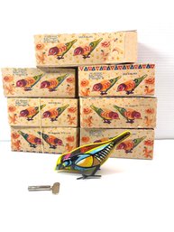 7 Russian Made In Belarus Tin Wind Up Birds