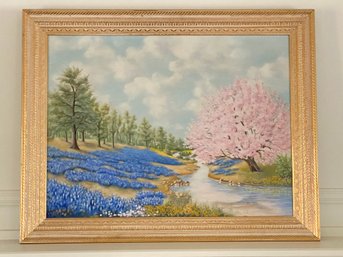 Bliss Of Spring / Signed Painting In Gilt Frame