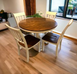 Beautiful  Pedestal Table And Chairs With Farmhouse Charm