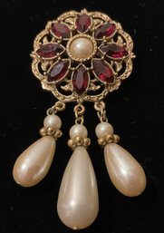 Stunning Drop Pearl Like Brooch.